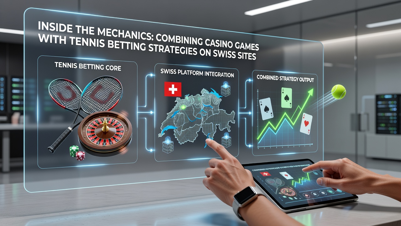 Tennis betting dashboard alongside casino game lobby on a Swiss platform